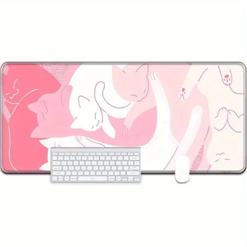 Kawaii Pink Cat Large Mouse Pad,cute Gaming Mouse Pad,pink Anti-slip Desktop Accessories,very Suitable for Gamers and Office Use