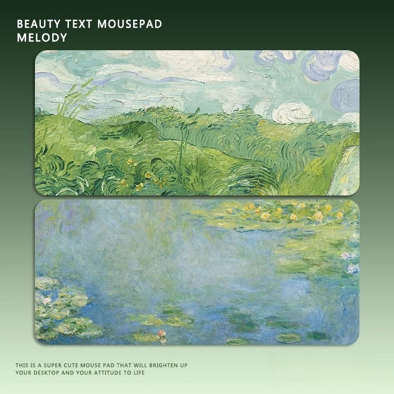 Van Gogh's Oil Painting Water Lily Mouse Pad Large Rubber Non-slip Desk Accessories Mousepad for Office&Gamer Keyboard Decor Mat