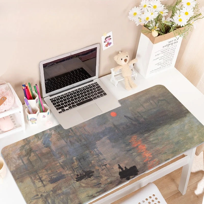 Van Gogh's Oil Painting Water Lily Mouse Pad Large Rubber Non-slip Desk Accessories Mousepad for Office&Gamer Keyboard Decor Mat